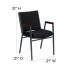 Flash Furniture – Chaise empilable robuste à revêtement noir à motifs et rembourrage de 3 po Hercules, avec accoudoirs, 4/pqt-Siège en contreplaqué épais de 0,625 po