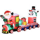 Outsunny - Train de Noël gonflable 8' Père Noël Bonhomme de neige Pingouin - Rouge-Le Père Noël, le bonhomme de neige et le pingouin avec des boîtes cadeaux sur un train gonflable rassemblent une décoration de Noël cohérente 