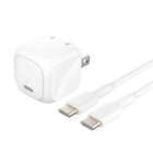 Belkin - Chargeur mural 20 W avec câble USB-C vers USB-C (1 m)       -Technologie De Charge Rapide : Notre chargeur mural compact prend en charge la charge rapide de divers appareils, rechargeant un iPhone 16 de 0 à 50 % en seulement 27 minutes ou un Samsung S23 en 30 minutes†. Passez moins de temps à charger et plus de temps connecté à vos activités quotidiennes