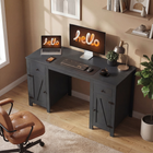 HOMCOM - Bureau exécutif style ferme 53 po avec tiroirs et 2 armoires - grain de bois noir-Les étagères réglables permettent un rangement flexible pour des objets de différentes tailles