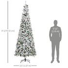 HOMCOM - Sapin de Noël artificiel 9' forme crayon enneigé - ouverture automatique-Construction à charnière/conception en sections/branches s'ouvrant automatiquement pour une installation rapide 