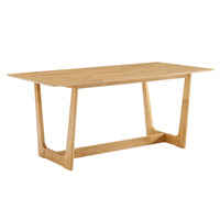 Modway - Solara Rectangle de 71 po Bois Table à manger, Naturel-Table à manger en caoutchouc de 71"