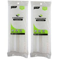 Surebonder - Bâton de colle double température pleine grandeur - Transparent - 10" x 7/16" - 2 paquets de 20-Fonctionne à basse température (230 degrés F) ou à haute température (380 degrés F)