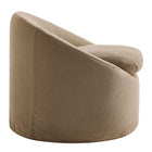 Modway - Sadie Slipcover Mélange de lin Chaise d’accent ronde - Amande-Pieds en caoutchouc avec coulisses de plancher