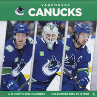 DateWorks - Calendrier Mural 16 Mois 2025 Vancouver Canucks Superstars - 12 po x 12 po - Bilingue-Septembre 2024 - Décembre 2025