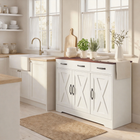 HOMCOM - Buffet de style ferme 43 po, meuble de rangement pour téléviseurs jusqu’à 50 po avec portes de grange - blanc-Un plateau robuste supporte jusqu'à 110 lb, adapté aux appareils ou à la décoration 