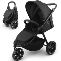 MotionGrey - Poussette de jogging pliable  à 3 roues avec canopy et harnais à 5 points - Noir-Poussette de style jogger à trois roues conçue pour les enfants de la naissance à 4 ans