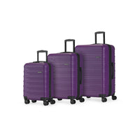 Swiss Mobility - SEA Ensemble de bagages rigides 3 pièces - Violet-Doubles roues pivotantes à 360 degrés pour un roulement fluide et silencieux