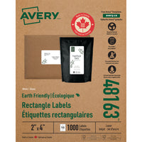 Avery - Étiquettes d'expédition écologiques Easy Peel, blanches, laser/jet d'encre, 4" x 2", 1,000/pqt-Facile à personnaliser et imprimer des étiquettes avec les gabarits gratuits en utilisant le logiciel Avery® Création et Impression en ligne