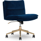 Elle Décor - Fauteuil jambes croisées Arabella recouvert de tissu - Bleu-Rembourré en velours doux, confortable et chic