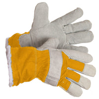 Forcefield - gants de paume en cuir de vachette gris, coton jaune solide, brassard de sécurité caoutchouté, taille unique-Objet général, peau de vache
