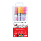 Pentel - Paint Marker, Pointe Moyenne, Couleurs Assorties Rouge, Jaune, Orange, Rose - Paquet de 4-Marqueur à peinture à pointe conique avec une encre riche et vive.