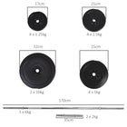 Soozier ensemble d’haltères et de barre réglables 145 lb-Mélange de ciment avec PE pour éviter d'endommager le sol, adapté à une utilisation domestique 