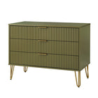 Manhattan Comfort - Dumbo table de chevet moderne 2 tiroirs et commode 3 tiroirs - vert olive - ensemble de 2-Parfait pour le rangement de la chambre, les lampes ou les objets de décoration
