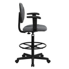 Flash Furniture - Tabouret de dessinateur ergonomique en tissu avec bras (26 à 30,5 po ou de 22,5 à 27 po haut.), gris-Dossier mi-hauteur