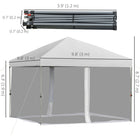 Outsunny - Tente auvent pliante de réception d'extérieur - Argent-Structure en acier pliable pour plus de stabilité et de commodité