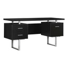 Monarch Specialties - 7080 Bureau 60 po L - Metal Argent/Espresso-Un bureau d'ordinateur élégant et contemporain de 60 pouces de long avec rangement fermé pour créer un espace de travail fonctionnel dans votre bureau à domicile.
