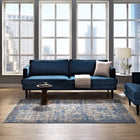 Modway - Minu Treillis floral vieilli Tapis 4 pi l x 6 pi L - Bleu, Gris, Jaune et Orange-Protéger les planchers de la circulation ou des meubles