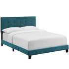 Modway - Amira Performance Velvet Lit plein, Bleu de mer-Tête de lit capitonnée à boutons rembourrés