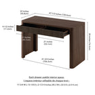 Hudson&Canal - Bureau rectangulaire cannelé Palmera - 47,5 po l - Chêne brun-Chaque tiroir supporte un poids maximal de 9 kg (20 lb)