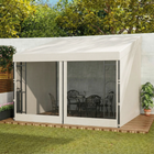 Outsunny - Pergola gazebo mural 10 pi l x 10 pi L avec rideaux et moustiquaires - beige-Deux rideaux et deux moustiquaires amovibles peuvent bloquer le vent et offrir un espace privé