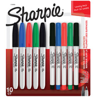 Sharpie - Marqueurs permanents, pointes fine et ultrafine, couleurs assorties, 10 unités-Marques d’encre fièrement permanentes sur le papier, le plastique, le métal et la plupart des autres surfaces