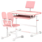 Qaba - Ensemble bureau et chaise pour enfants à hauteur réglable avec plateau inclinable - Rose-Le plateau en MDF et les pieds en acier assurent durabilité et stabilité 