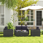 Outsunny - Ensemble de meubles de patio de 4 pièces, gris-Coussins à fermeture éclair remplis de mousse rembourrée de 4 po pour un confort et une relaxation optimaux