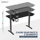 MotionGrey - Bureau debout électrique réglable Ergo2 avec réglages de mémoire - 55 po x 24 po, plateau noir, cadre noir-Supporte jusqu’à 80 kg - Le cadre du bureau debout Motion est renforcé par des tubes en acier épaissis et des plaques de base robustes, offrant une plateforme stable et durable, même à la hauteur maximale