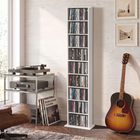 HOMCOM - Armoire de rangement multimédia DVD mince à 9 niveaux avec étagères réglables - blanc-Étagères réglables pouvant accueillir jusqu'à 147 DVD ou 189 Blu-ray 