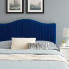 Modway - Juniper Chenal Touffé Performance Velvet Lit de plateforme King, Marine-Système de soutien en lattes de bois
