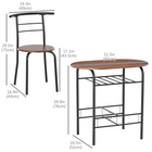 HOMCOM - ensemble de salle à manger 3 pièces 31,5 po avec étagère de rangement - naturel-Avec une étagère de rangement sous le plateau pour un rangement facile