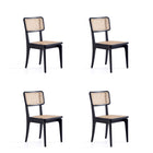 Manhattan Comfort - Lot de 4 chaises de salle à manger Giverny 46 cm style industriel chic - noir et cannage naturel-Chaise de salle à manger moderne style industriel chic en rotin parfaite pour la salle à manger lot de 4