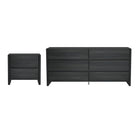Manhattan Comfort - Ensemble moderne Linda 2 pièces : commode et table de chevet - gris charbon-Commode double moderne 2 pièces et table de nuit pour chambre et salon