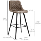 HOMCOM - Tabourets de bar de cuisine hauteur comptoir 27,25 po - brun - paquet de 2-L’assise rembourrée en cuir PU peut résister à des années d’utilisation 

