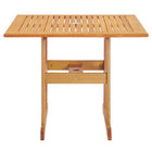 Modway - Hatteras 36 po Carré Terrasse extérieure Bois d’eucalyptus Table à manger, Naturel-Plateau en bois à lattes