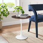 Modway - Lippa Rond de 20 po Bois Table d’appoint - Noyer cerisier blanc-Socle métallique résistant aux éclats