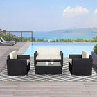Outsunny - Ensemble de meubles de patio de 4 pièces, blanc crème-Housses de coussin en tissu polyester résistant à l'eau pour un nettoyage facile