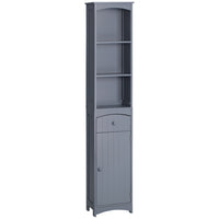 HOMCOM - Armoire colonne haute de salle de bain avec étagères et tiroir - gris-Cette haute armoire moderne et polyvalente s'accordera avec tous les types de mobilier 
