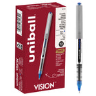 uni-ball – Stylos à bille roulante Vision – pointe fine (0,7 mm) – bleu – paquet de 12-Stylos à bille roulante