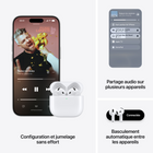 Apple - AirPods 5-Autonomie longue durée – Obtenez jusqu’à 4 heures d’écoute avec Annulation active du bruit par charge7. Et jusqu’à 20 heures d’écoute au total avec l’étui de recharge