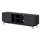 South Shore - Mezzy Meuble télé avec porte et tiroirs - Chêne cendré-Rangement polyvalent : conçu pour accueillir un téléviseur jusqu’à 75 pouces, avec des espaces dédiés pour vos consoles, livres, ou vinyles, votre salon sera des mieux organisés.