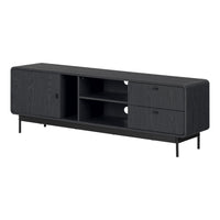 South Shore - Mezzy Meuble télé avec porte et tiroirs - Chêne cendré-Rangement polyvalent : conçu pour accueillir un téléviseur jusqu’à 75 pouces, avec des espaces dédiés pour vos consoles, livres, ou vinyles, votre salon sera des mieux organisés.