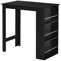 HOMCOM - Table de bar moderne pour cuisine, salle à manger, salon - noir-L'étagère à 3 niveaux offre un espace de rangement généreux pour garder les objets à portée de main 