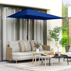 Outsunny - Parasol demi-patio avec 5 baleines - 8 pi - bleu foncé-Résistance et durabilité supérieures grâce à une structure métallique avec revêtement en poudre