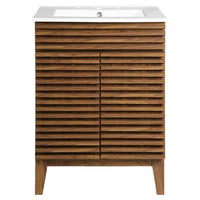 Modway - Render 24" Vanette de salle de bain - Blanc noyer-Trous étendus de 8"