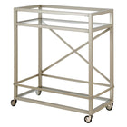 Hudson&Canal - Chariot-bar Wilson 30 po de largeur - Nickel satiné-Le dessus a une capacité de poids de 40 lb, l'étagère peut supporter 40 lb