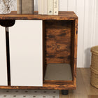 PawHut - Boîte à litière pour chat dissimulée avec tapis de drainage du sable - brun rustique-Armoire pour chat ou séparation des zones sèches et humides pour le chat 