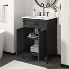 Modway - Steamforge 24" Vanette de salle de bain - Blanc Noir-Bassin d’évier en céramique