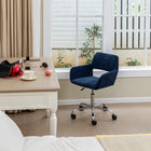 Homy Casa - Chaise de Bureau Réglable avec Base Chromée - Tissu Bleu Marine-Roulettes Lisses : Équipée de roulettes lisses pour des déplacements sans effort sur diverses surfaces